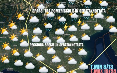 LE PREVISIONI PER MARTEDÌ 18 MAGGIO