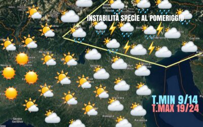 LE PREVISIONI PER MARTEDÌ 25 MAGGIO