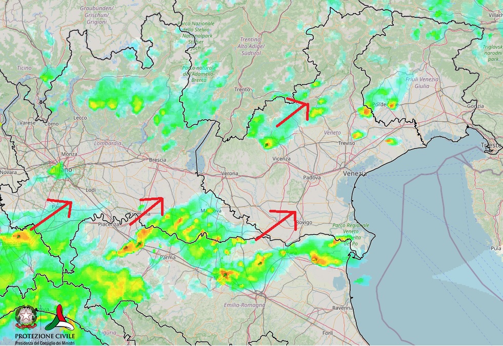 Peggioramento in atto nelle regioni del Nord