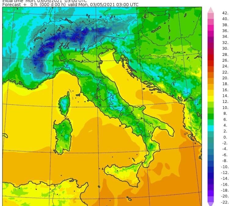 Temperature minime Lunedi 3 Maggio