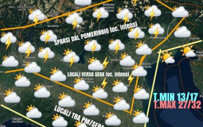 SABATO 5 GIUGNO: ANCORA CALDO MA CON INSTABILITÀ IN AGGUATO