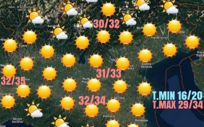 DOMENICA STABILE E CALDA. ANTICICLONE IN ULTERIORE RINFORZO DA METÀ SETTIMANA.