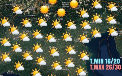 LUNEDI: TEMPORANEO CALO TERMICO. CALDO IN NUOVO AUMENTO DA METÀ SETTIMANA.