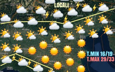 MERCOLEDÌ: STABILITÀ E CLIMA CALDO. ONDATA DI CALDO NEL WEEK-END. .