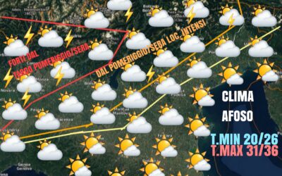 DOMENICA DIVISA TRA CALDO AFOSO E TEMPORALI ANCHE FORTI SU ALCUNE ZONE DEL NORD.