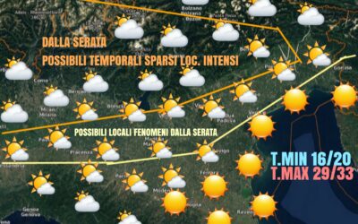 SABATO 3 LUGLIO: TEMPO BUONO MA CON “INSIDIA” TEMPORALESCA IN TARDA SERATA