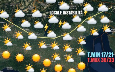 DOMENICA 11 LUGLIO: LOCALE INSTABILITÁ NELLE PRIME ORE SU ALCUNE AREE. POI TEMPO STABILE E CALDO.