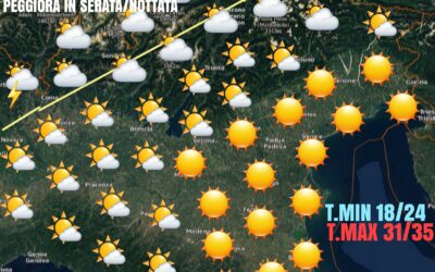 LUNEDÌ 12 LUGLIO: STABILE E CALDO. PEGGIORA DA MARTEDÍ.