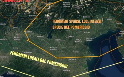 MERCOLEDÍ 14 LUGLIO: TEMPO A TRATTI INSTABILE SPECIE AL POMERIGGIO-SERA.