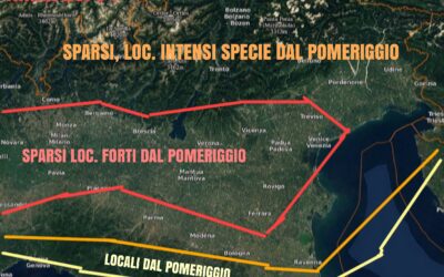 LUNEDÌ 26 LUGLIO: INIZIO SETTIMANA PIÙ INSTABILE. ATTENZIONE “ALTA” PER POSSIBILI NUOVI TEMPORALI FORTI.