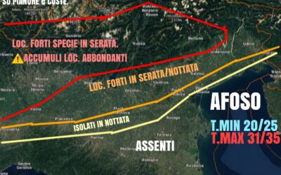SABATO 31 LUGLIO. TEMPO BUONO FINO AL POMERIGGIO, POI ATTENZIONE AI TEMPORALI SU ALCUNE ZONE.