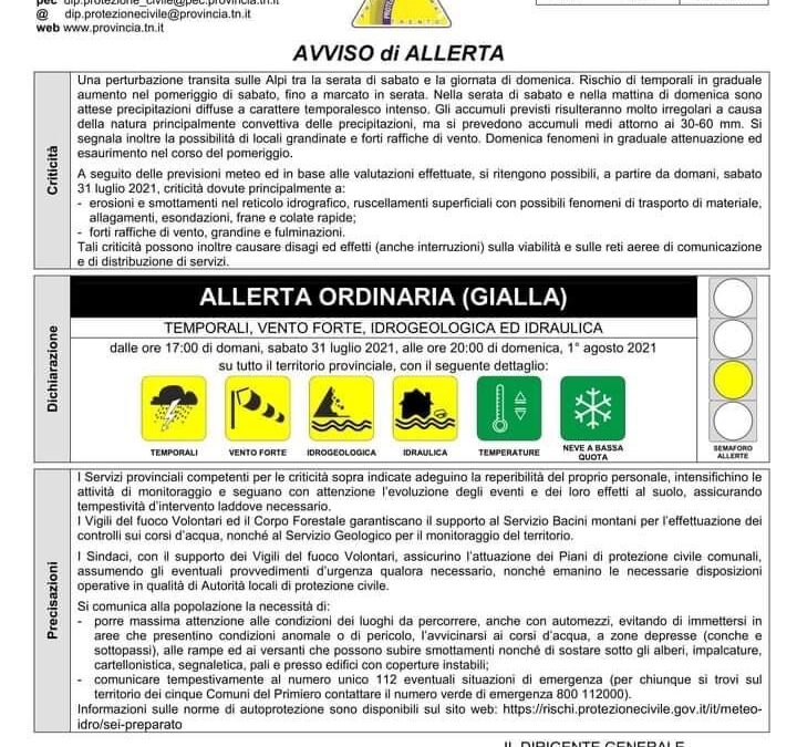 Allerta gialla in Trentino