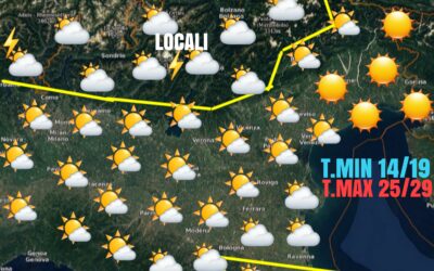 MERCOLEDÌ 25 AGOSTO: LEGGERA VARIABILITÀ CON CLIMA GRADEVOLE. PEGGIORAMENTO VENERDÌ.