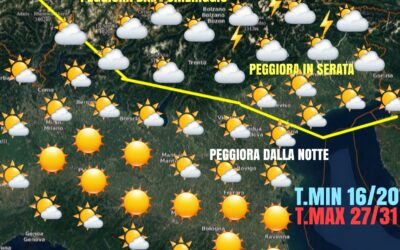 GIOVEDÌ 26 AGOSTO:INIZIALMENTE STABILE POI PEGGIORA DALLA SERATA/NOTTATA.