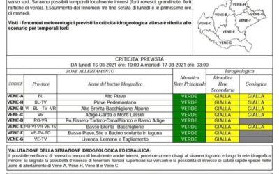 Veneto: AVVISO di criticità idrogeologica