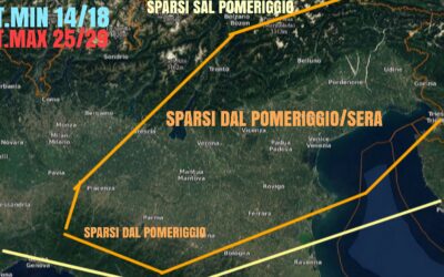 LUNEDÌ 2 AGOSTO: INIZIO SETTIMANA CON LOCALE INSTABILITÁ. NUOVO PASSAGGIO TEMPORALESCO MERCOLEDÌ