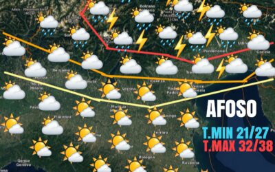 LUNEDI 16 AGOSTO: ULTIMA GIORNATA DI CALDO INTENSO. ATTENZIONE AI TEMPORALI ANCHE FORTI IN ARRIVO SU DIVERSI SETTORI.