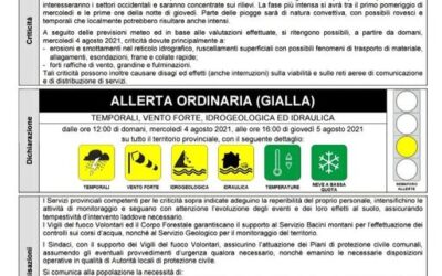 Dalla protezione civile arriva l’allerta in Trentino