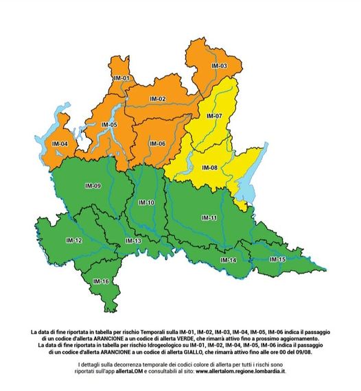 Dalla protezione civile arriva l’allerta in Lombardia