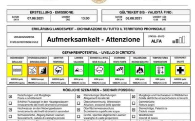 Alto Adige: ATTENZIONE ai temporali anche forti attesi nelle prossime su vari settori alpini