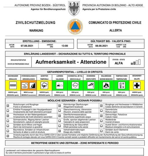Alto Adige: ATTENZIONE ai temporali anche forti attesi nelle prossime su vari settori alpini