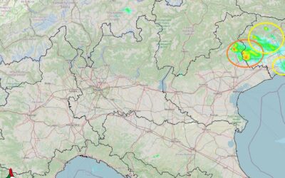 Situazione live: segnalato forte downburst e grandine al Nord-Est