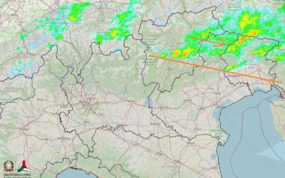 Situazione live di lunedì 23 Agosto con temporali al Nord Est