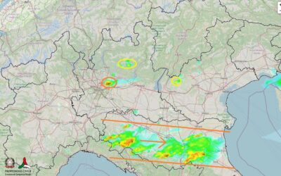Situazione live di lunedì 23 Agosto con temporali in Emilia