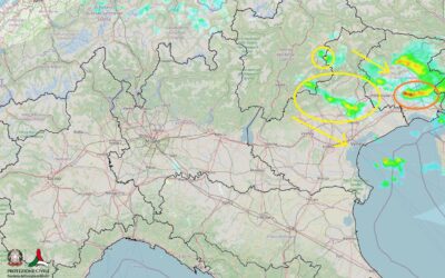 Situazione live di giovedì 26 Agosto con piogge e temporali al Nord-Est
