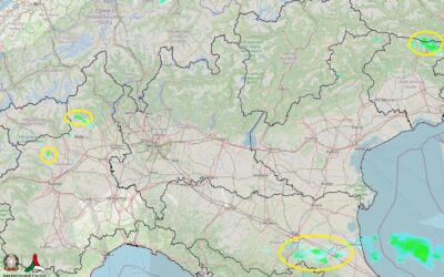 Situazione live di venerdì 27 Agosto con varie piogge