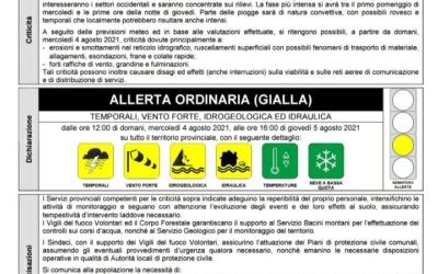 Dalla protezione civile arriva l’allerta gialla in Trentino