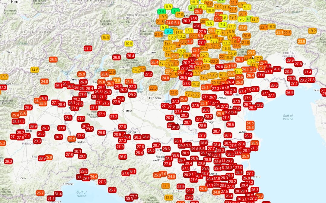 Situazione live con Sole in tutto il Nord e temperature gradevoli
