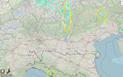 Situazione live di domenica 29 Agosto con deboli piogge al Nord