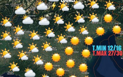 DOMENICA STABILE E CALDA. INIZIO SETTIMANA CON SITUAZIONE INVARIATA.