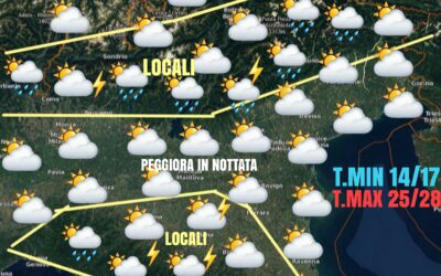 SABATO CON VARIABILITÁ. DOMENICA CON INSTABILITÀ IN NUOVO AUMENTO.