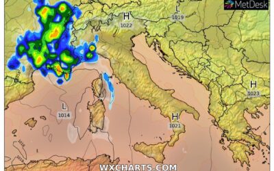 Le piogge previste per domenica 26 Settembre