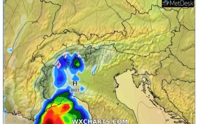 Le piogge previste al Nord per domenica 31 Ottobre