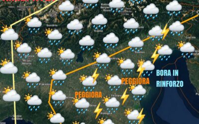 MERCOLEDI 6 OTTOBRE: TEMPO IN NUOVO PEGGIORAMENTO. TEMPERATURE IN CALO
