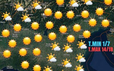 GIOVEDI CON TEMPO SOLEGGIATO CON CLIMA MOLTO FRESCO AL PRIMO MATTINO. BEL TEMPO ANCHE NEI GIORNI A SEGUIRE.