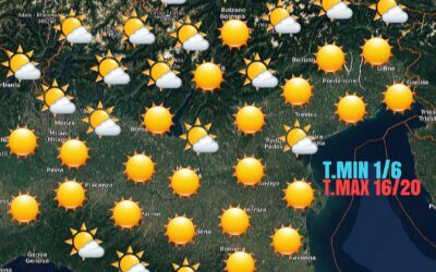 PRESSIONE IN AUMENTO. TEMPO STABILE E SOLEGGGIATO. CLIMA FREDDO DI NOTTE E AL PRIMO MATTINO.