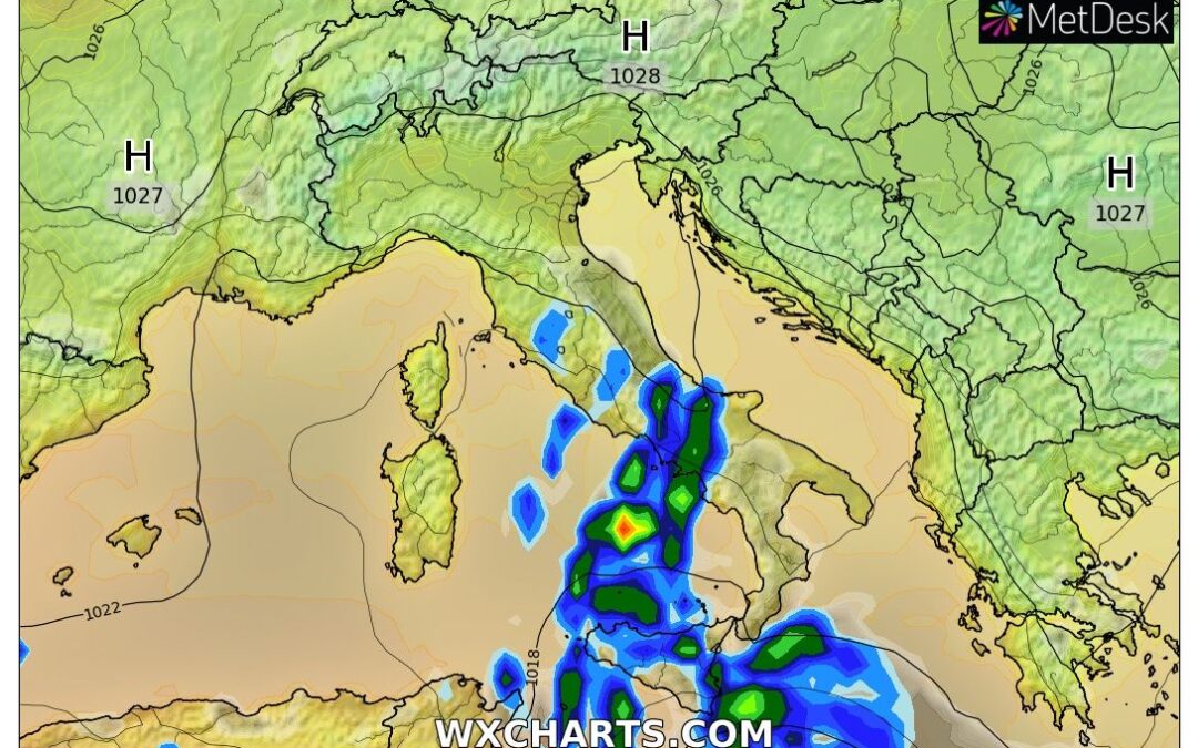 Continuano le piogge al Sud, sereno al Nord