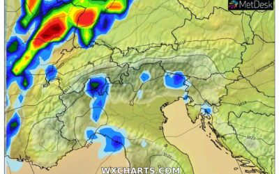 Le piogge previste per oggi, mercoledì 20 Ottobre