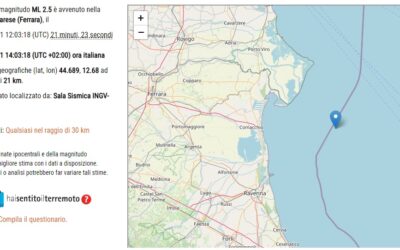 Terremoto di magnitudo 2.5 ad est della costa Ferrarese