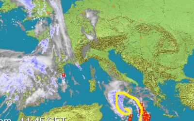 Dal radar possiamo notare la rotazione del Medicane
