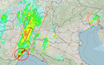 Situazione live di lunedì 4 Ottobre con piogge e temporali al Nord