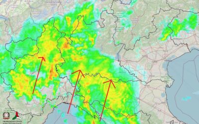 Situazione live di lunedì 4 Ottobre con intense piogge in arrivo al Nord-Est