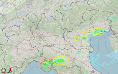 Situazione live di giovedì 21 Ottobre con varie piogge al Nord