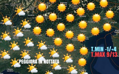 MERCOLEDÌ STABILE. NUOVO PEGGIORAMENTO DA GIOVEDÌ.