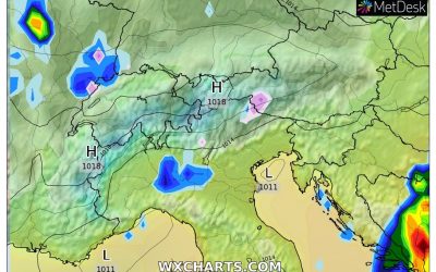 Aggiornamento del 4 Novembre con deboli localizzate piogge al Nord