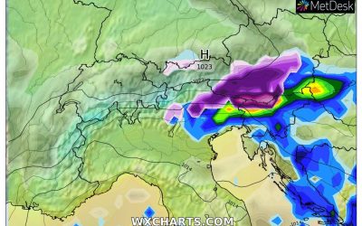 Le piogge previste per oggi, lunedì 8 Novembre